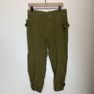 Anthropologie Khaki Button-Detail Pants, Size 10P